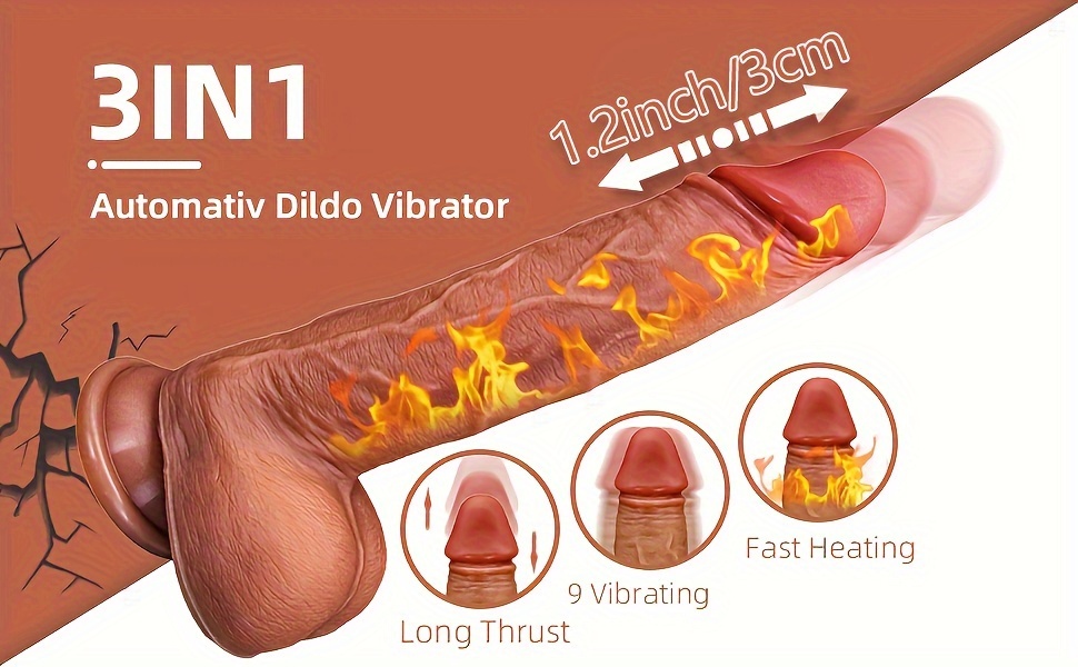 1pc thrusting realistic   vibrator anal plug with 9 vibration 3 telescopic modes female for pleasure   toy with suction for handsfree paly details 0