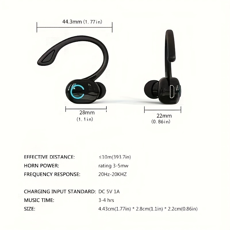 Ruihongxing Long-Lasting Wireless Earbuds with HD Voice Calls, Rechargeable Battery, 5, 0mm Driver & Noise Cancellation, USB-C Charging, Compact Design for Business, Gym, Travel - Black & White, Wireless Earbuds for Phone, Workout Headphones, Sleek Headphones, Durable Headphones