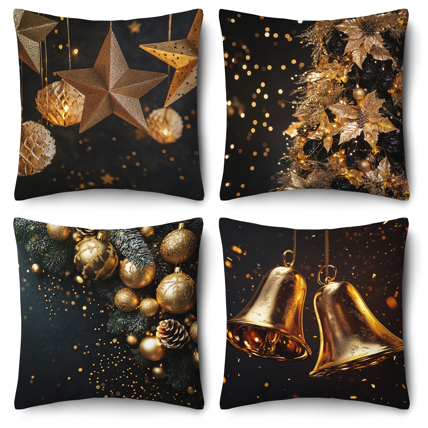 

4pcs Christmas Set - 18x18 , Washable - For , Porch, Sofa & Decor (inserts Not Included)