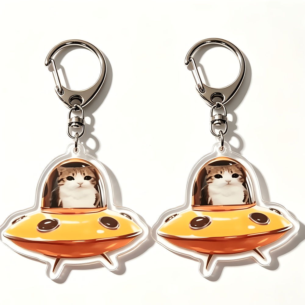 Funny Standing Meme Cat Acrylic Keychain, Cute Bag Charm