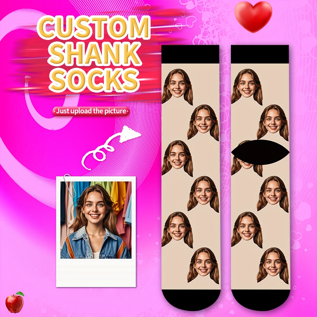 

Custom Face Photo Men's Crew Socks - Personalized Couple's Mid-calf Socks, Valentine's Day & Birthday Gifts