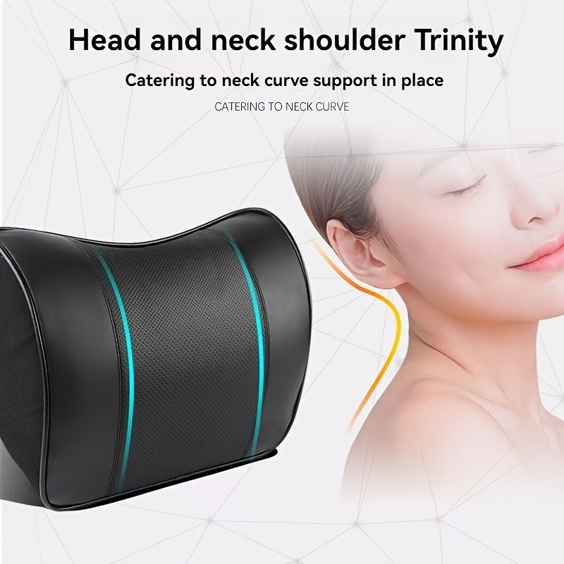 Car Headrest Made of Full Faux Leather, Soft PU Car Neck Pillow, Adjustable Shoulder Strap, Pure Foam And Breathable Removable Cover, Comfortable Ergonomic Design