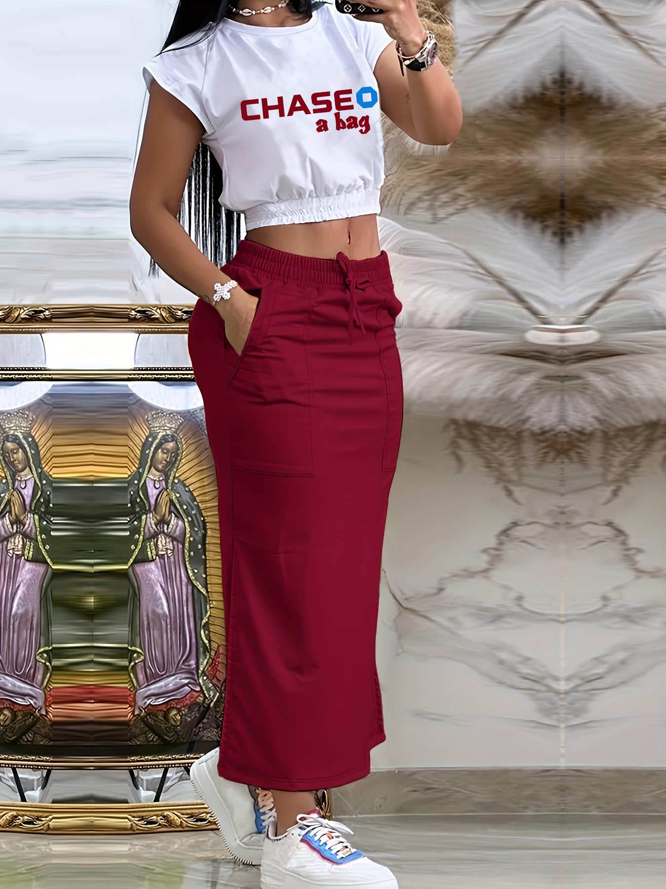 Long Skirt Set Women's Summer Skirts Queen Size Two Piece