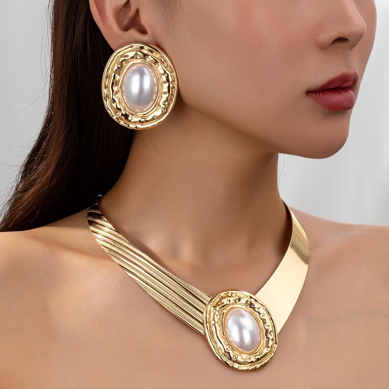 

A And Trendy Set Of -studded Earrings And Necklace For Women, A Statement Jewelry Set - Gifting On Special Occasions