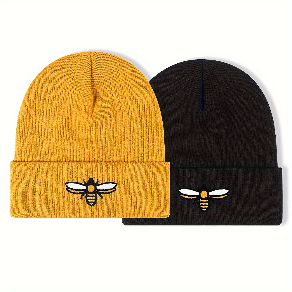 

Bee Embroidered Beanie - & , For In Fall/