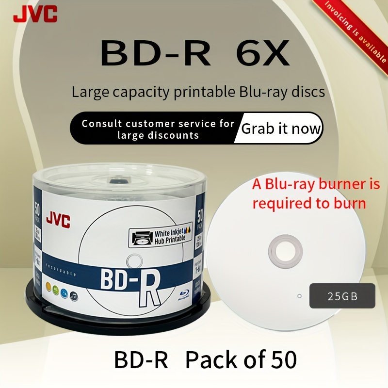 TEMU JVC/JVC eredeti BD-R Blu-Ray lemez 25G/50G/100G Nagy kapacitású tároló Nyomtatható Blu-Ray üres lemez, amelyet Blu-Ray felvevővel lehet írni