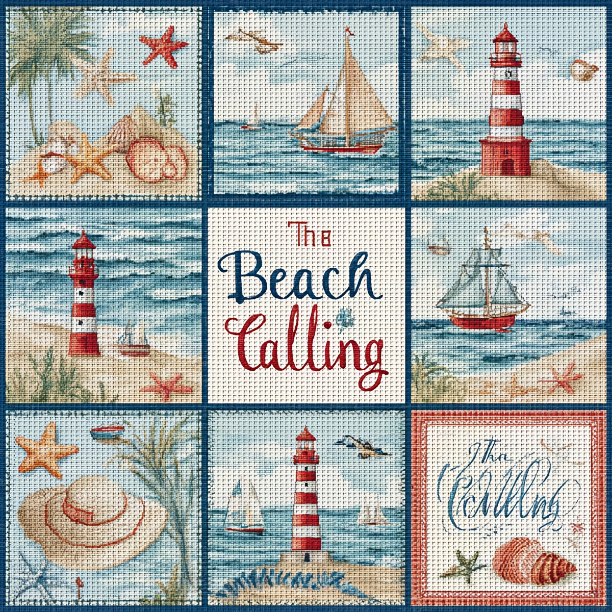 TEMU ZUOANLF 1 Kit de Point de Croix - 40X40Cm [15.7X15.7Inch] / 50X50Cm [19.7X19.7Inch], Motif Vacances , Ensemble de Matériel de Point de Croix