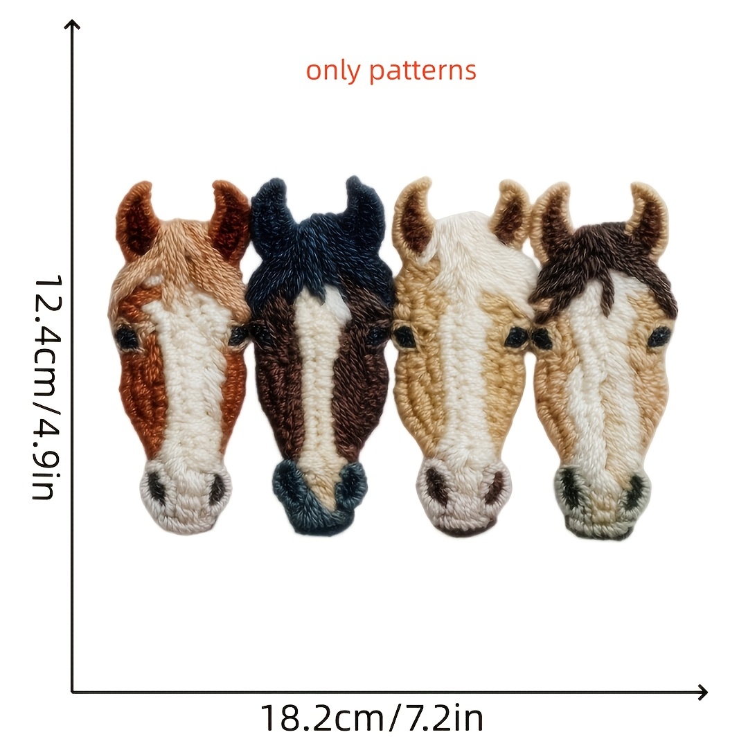 TEMU Patch thermocollant appliqué style crochet sur le thème de de cheval, en plastique durable, lavable et facile à thermocoller, patchs fantaisie
