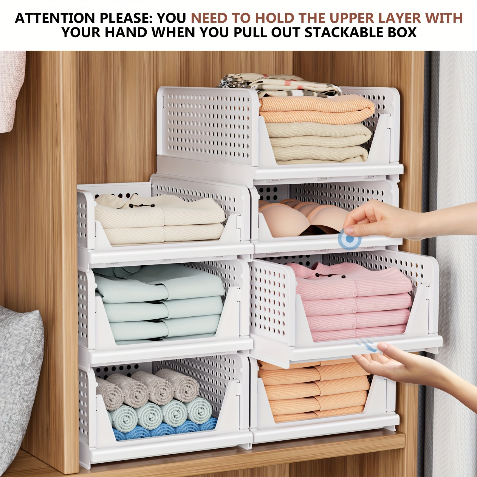 folding wardrobe organizer clothes plastic sorting storage Temu