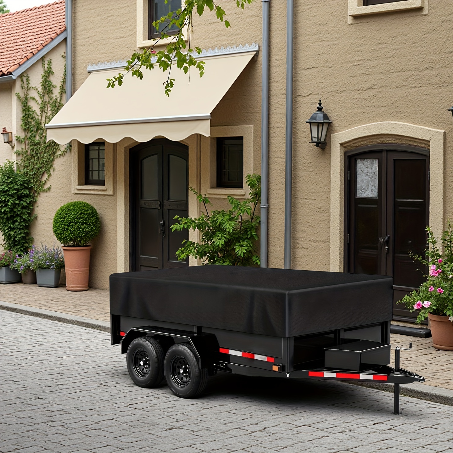 TEMU Vecoo Dump & Utility Trailer Cover, Heavy Duty Windproof Dump Trailer Covers With Ropes