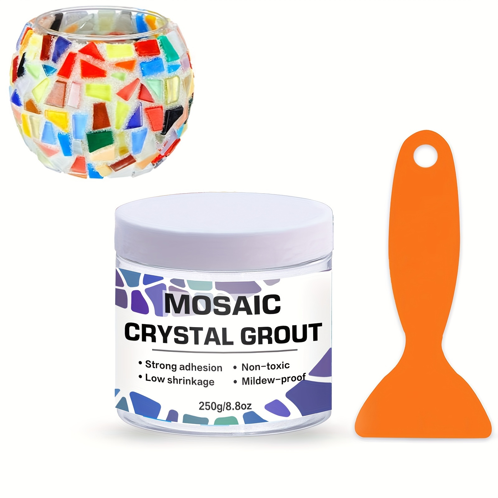 

Diy Mosaic Craft Kit With Crystal Grout - Non-toxic Epoxy Adhesive For Glass, Ceramic & Porcelain Decoration, Includes Tools And Easy Instructions