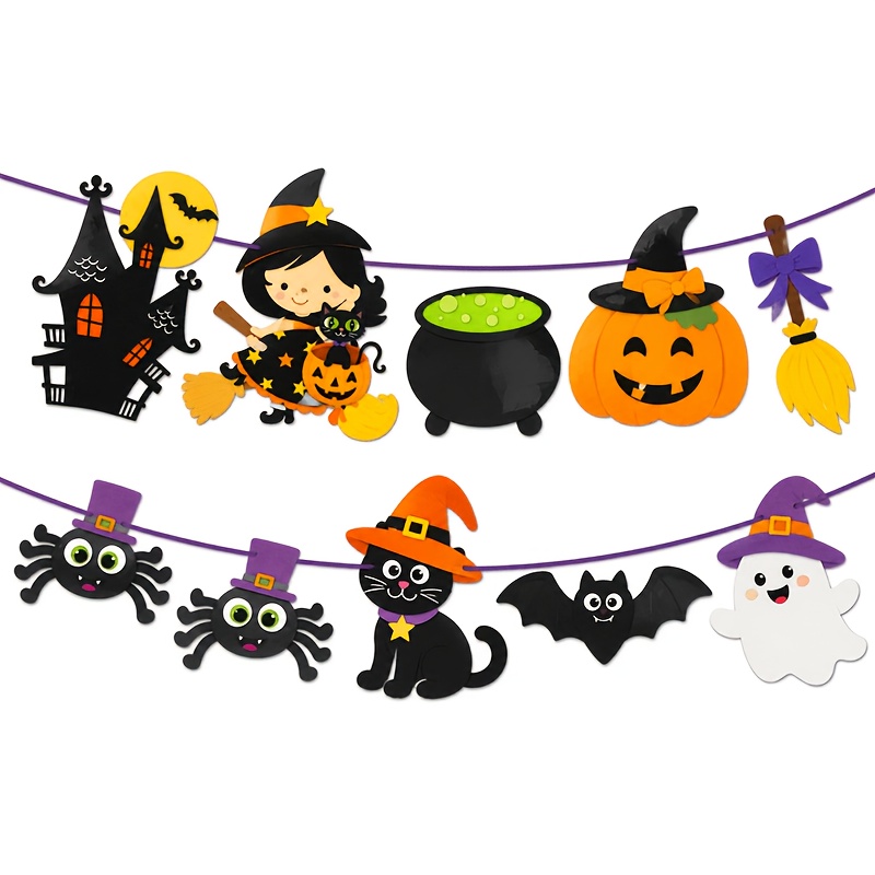 TEMU 10 pezzi/Set Colorate Arancioni e Viola con Elementi di Halloween, , Zucca, Castello, , Ragno, , Festosa, Decorative per Natale e HALLOWEEN