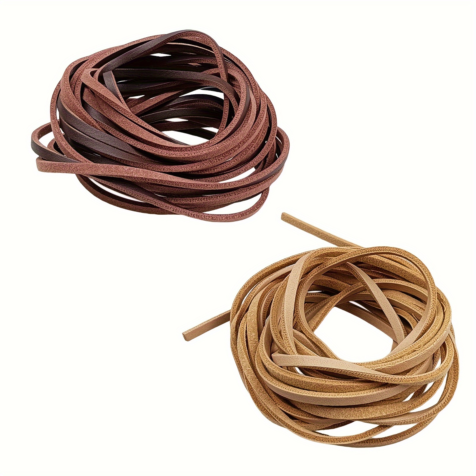 

2pcs Premium Genuine Leather Cord, 3x2mm Flat Cowhide Strip For Diy Crafts, Necklace & Bracelet Making - Roll 13 Feet