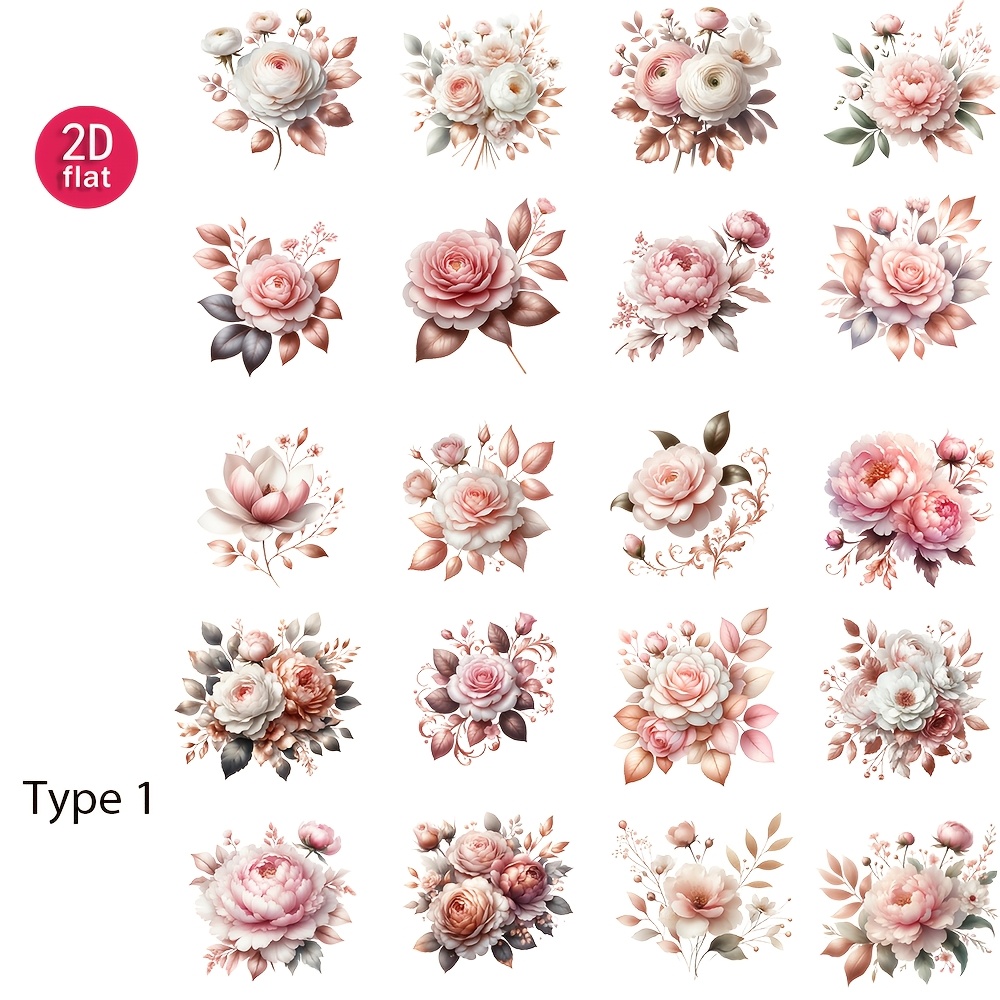 2d Flat 1 Pack And Rose Hand Account Stickers Decoration Cutting Book Diary Photo Stationery Stickers