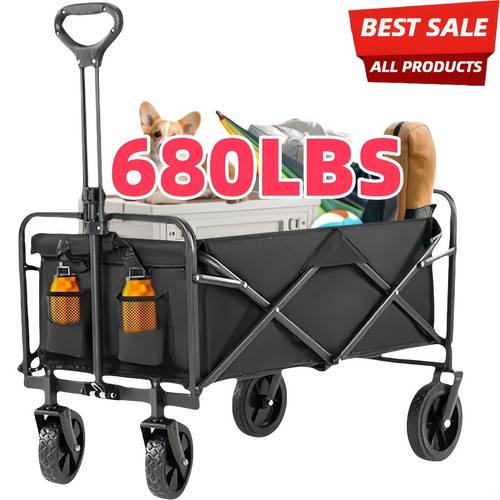 collapsible foldable wagon cart heavy duty utility garden cart with all terrain wheels for beach lawn sports camping