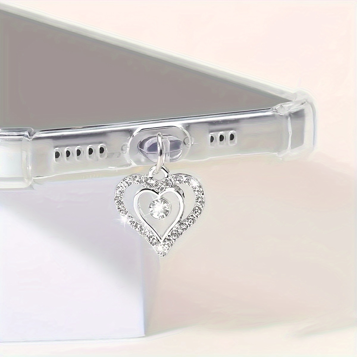 

Sparkling Heart Crystal Anti-dust Plug - Durable High-quality Sealing Material Compatible With Samsung/xiaomi Phones, Iphone And Type-c Interface Devices