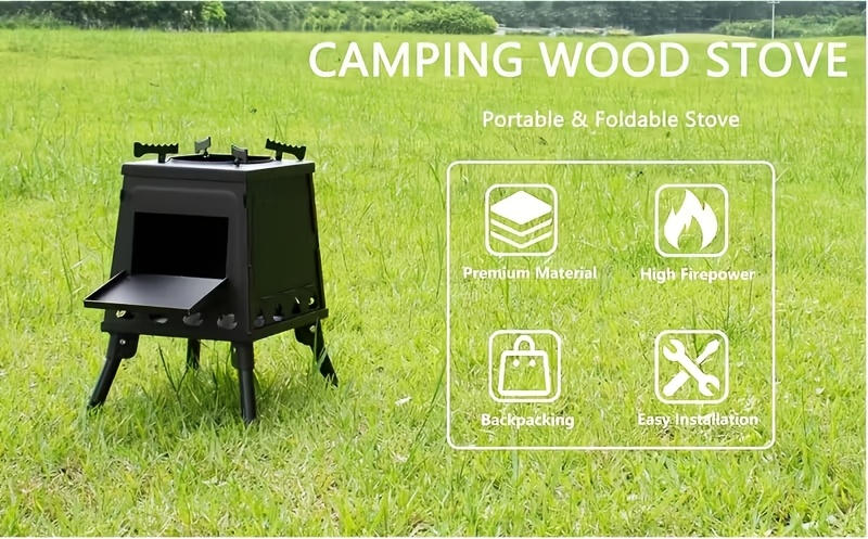 Portable Wood Burning Camp Stove - Heavy-Duty Outdoor Campfire Stove with Sturdy Legs & Air Vents, Firewood/Bonfire Compatible for Hiking, Backpacking, Picnic, BBQ, Travel - No Electricity/Flint/Magnesium Needed 14 Portable Wood Burning Camp Stove - Heavy-Duty Outdoor Campfire Stove with Sturdy Legs & Air Vents, Firewood/Bonfire Compatible for Hiking, Backpacking, Picnic, BBQ, Travel - No Electricity/Flint/Magnesium Needed