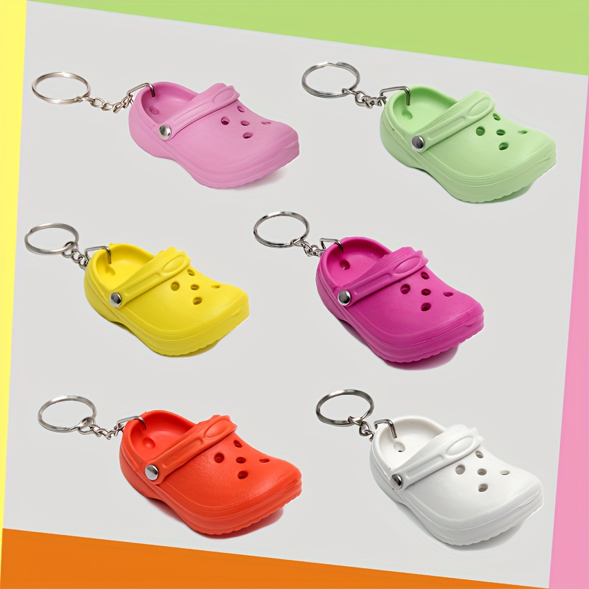 

6pcs Keychains In Assorted Colors - Cute Silicone Shoe Charms, Fun Diy Accessories For Backpacks & Bags, Perfect For Birthday, Easter Gifts & Party Favors