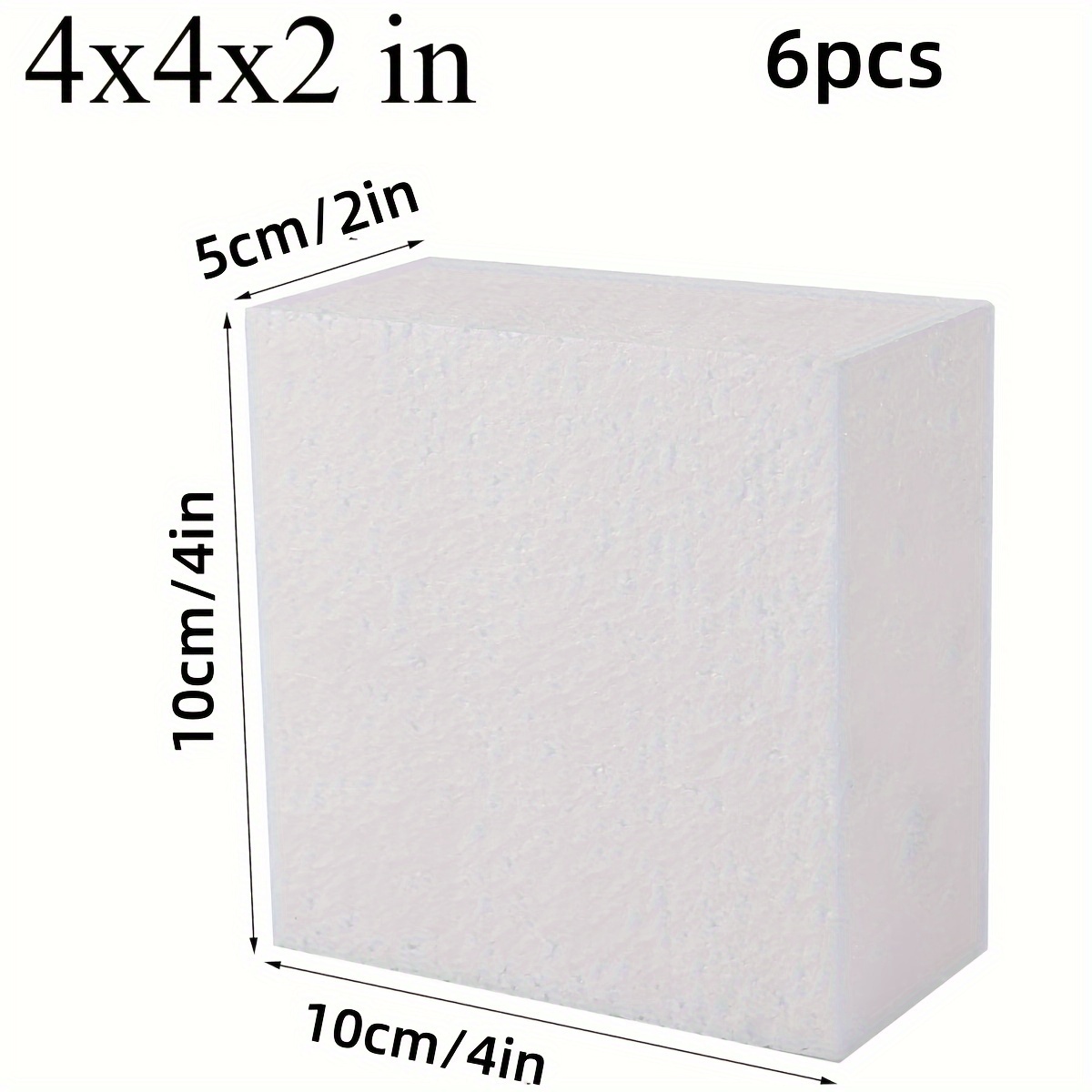 Image of 6pcs Craft Foam Blocks Polystyrene Bricks 10x10x5cm Suitable For Arts And Crafts, School Project Sculptures, Floral Arrangements, Modeling, Centerpiece Decorations