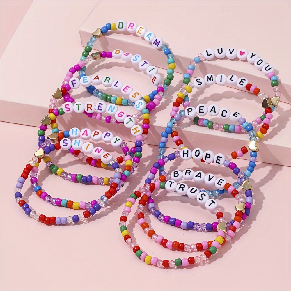 12pcs inspirational beaded stretch bracelets positive Temu