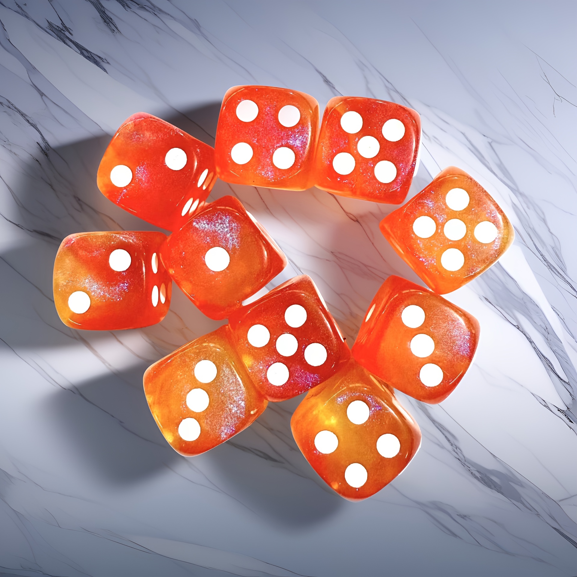 8pcs High-Brightness Iridescent Two-Tone Dice