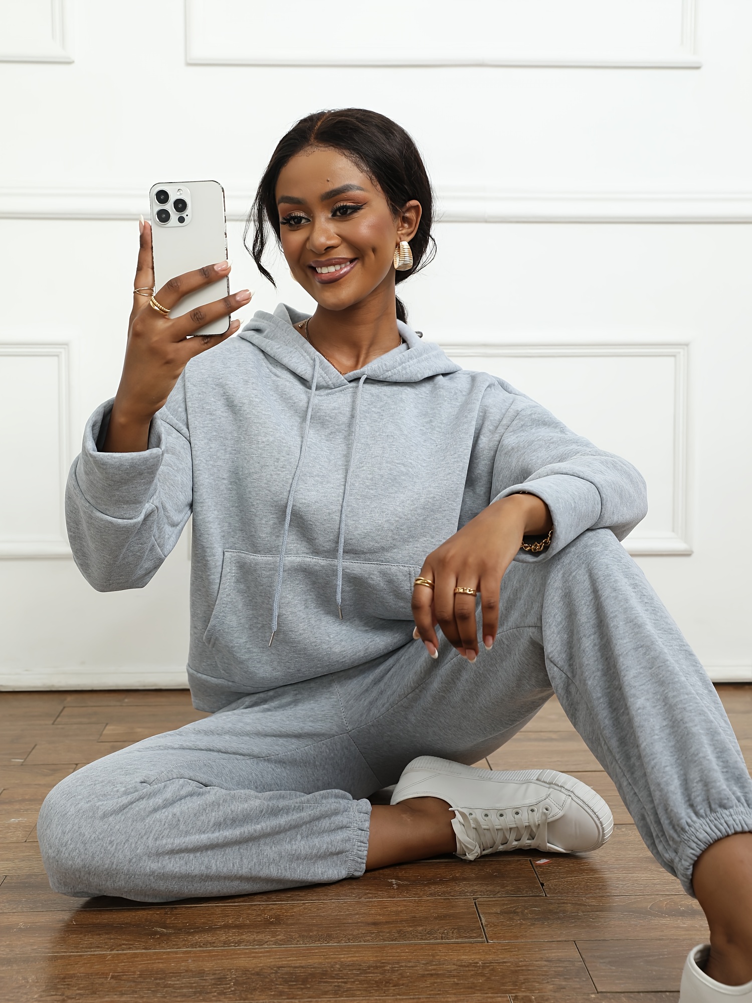 conjunto sudadera capucha pantalones jogger forrados en Temu Mexico