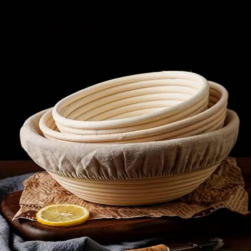 1pc circular bread fermentation basket made of natural rattan a proofing liner cloth for bread making