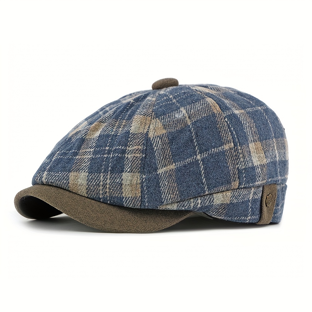 TEMU Men's Winter Octagonal Beret, Featuring British Vintage Style, Lightweight And Warm, Suitable For Casual And Formal Occasions Such As Christmas,