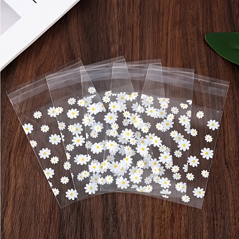 50/100 Cute Daisy Pattern OPP Self Sealing Bags, Gift Packaging