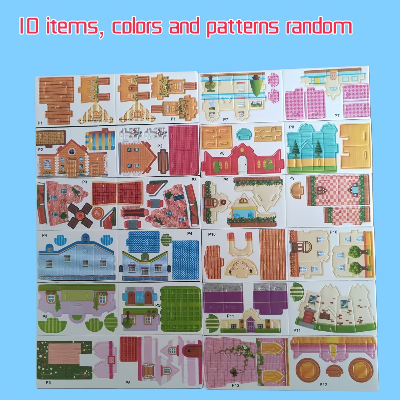 Image of 10pcs 3d Paper Puzzle Mini Scene House Puzzle, Suitable For Christmas And Halloween Gifts, Classroom Rewards, Small Party And Event Favors, Patterns Random