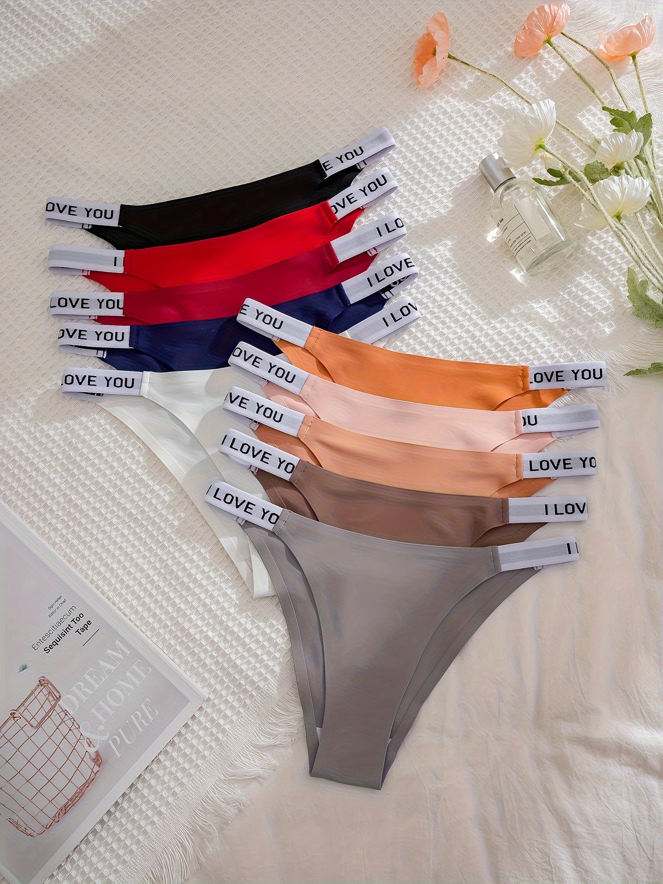 3pcs Women Sexy Panties Screw Thread Cotton Thongs Female Letter Belt  G-strings Underwear Breathable T-back