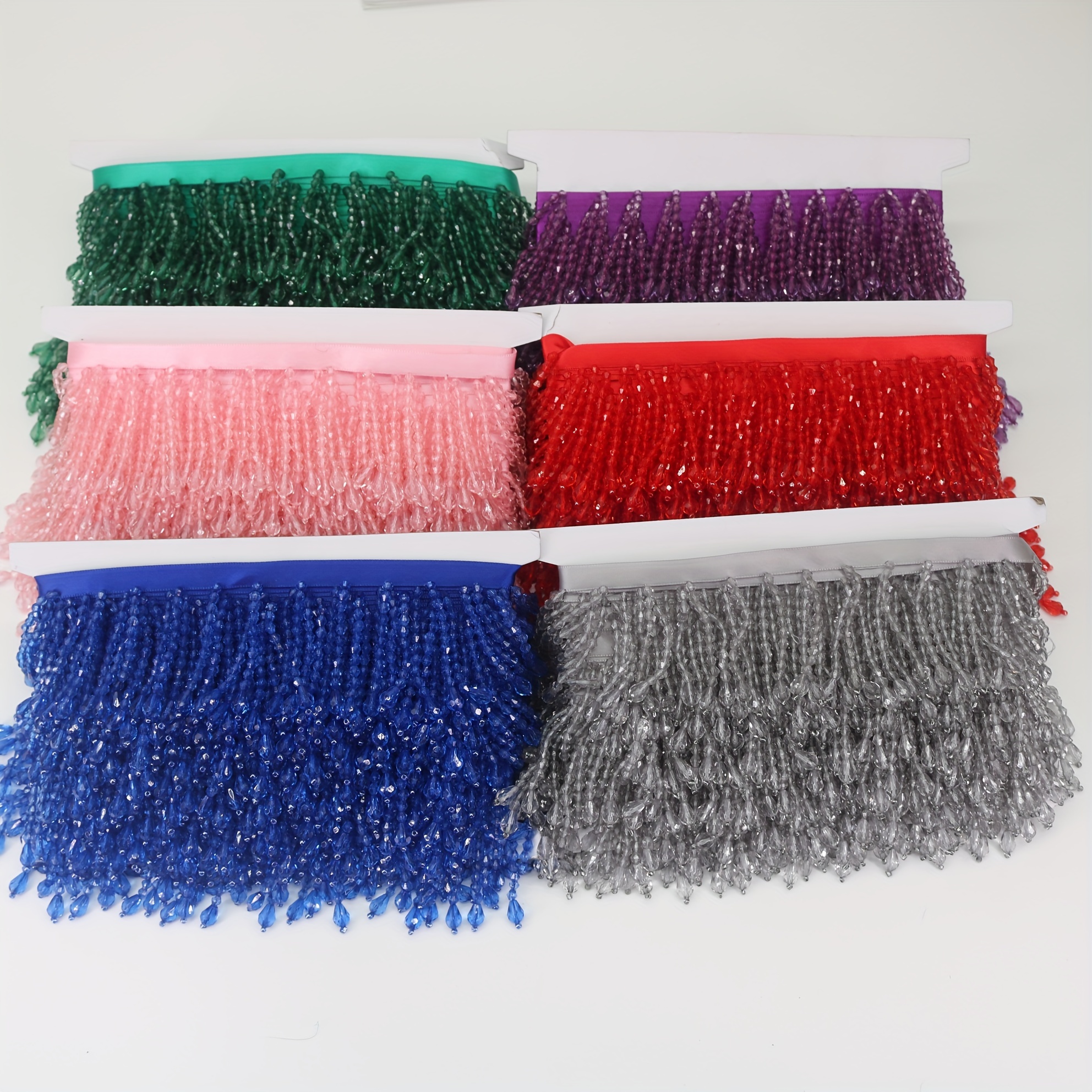 BENECREAT Nastro con Frange e Nappe con Perline Dorate Da 1.15 m, Accessori per Ornamenti con Frange di Perline di Vetro Da 21 cm per La Decorazione di Abiti Fai Da Te