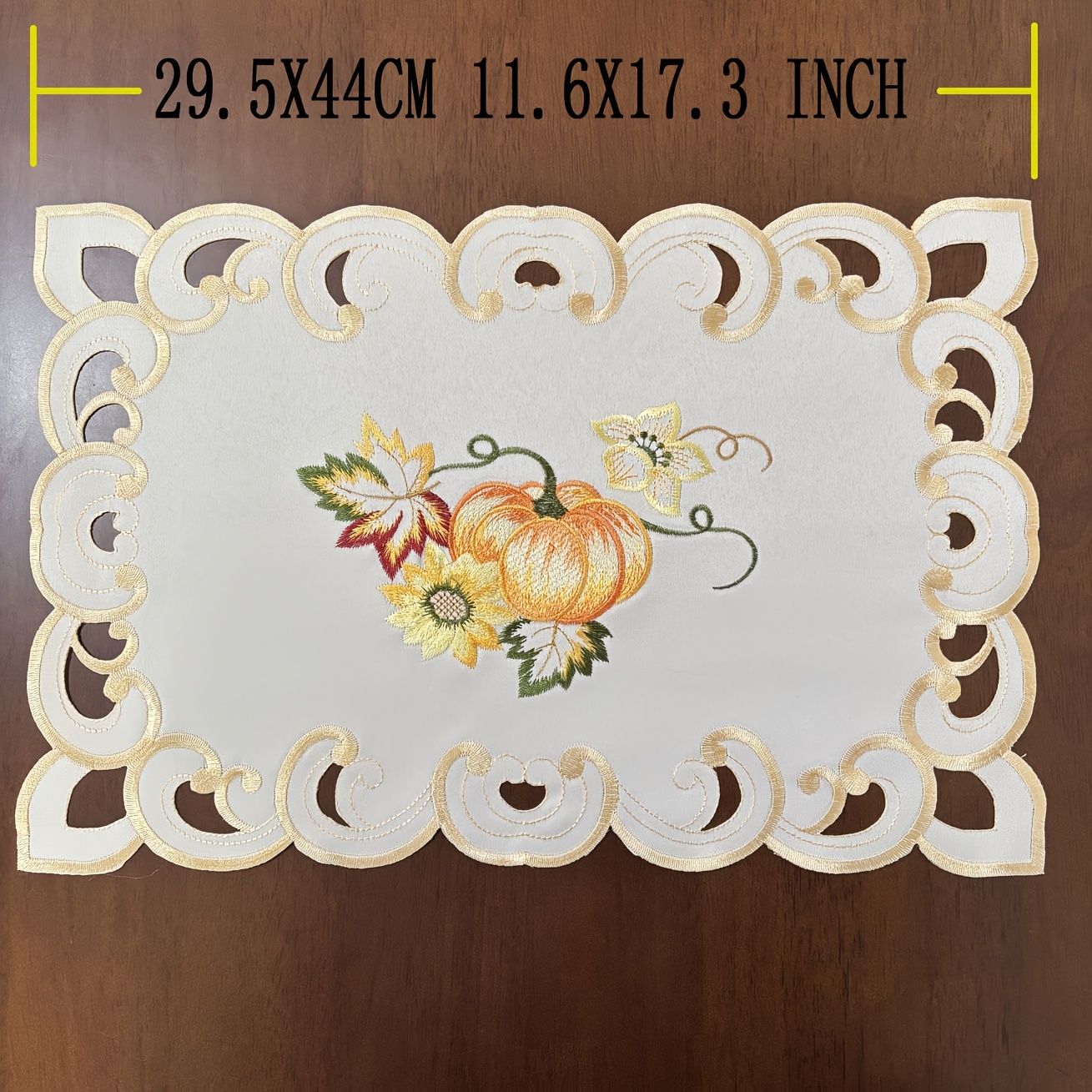 TEMU Chemin de table automnal brodé citrouille, citrouille de Thanksgiving, feuille d'érable, chemin de table creux, convient pour la décoration de