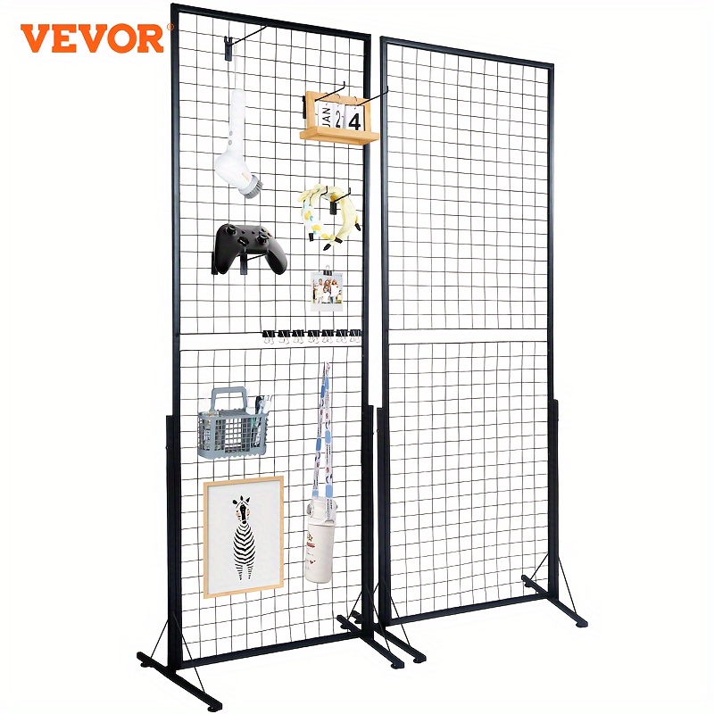 

Vevor 2' X 5.6' Grid Wall Panels Tower, 2 Packs Wire Grid Panels With Floorstanding, Double Side Gridwall Panels For Art Craft Shows, Retail Display With Extra Clips And Hooks