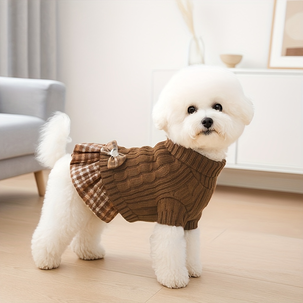 sweater dress small dogs winter warm dog turtleneck Temu