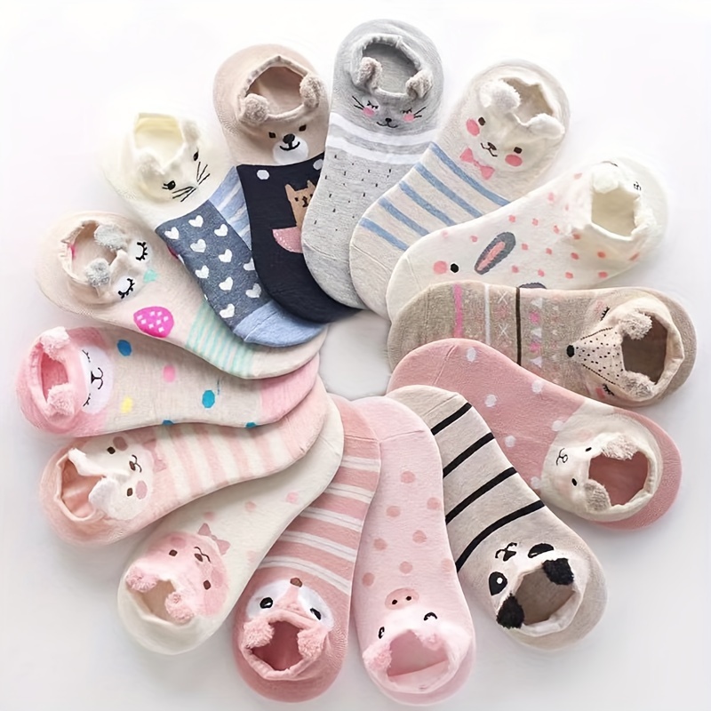 

10 Pairs Of Teenager's Fashion Cute Animal Pattern Low-cut Socks, Comfy & Breathable Soft & Elastic Thin Socks For Spring And Summer