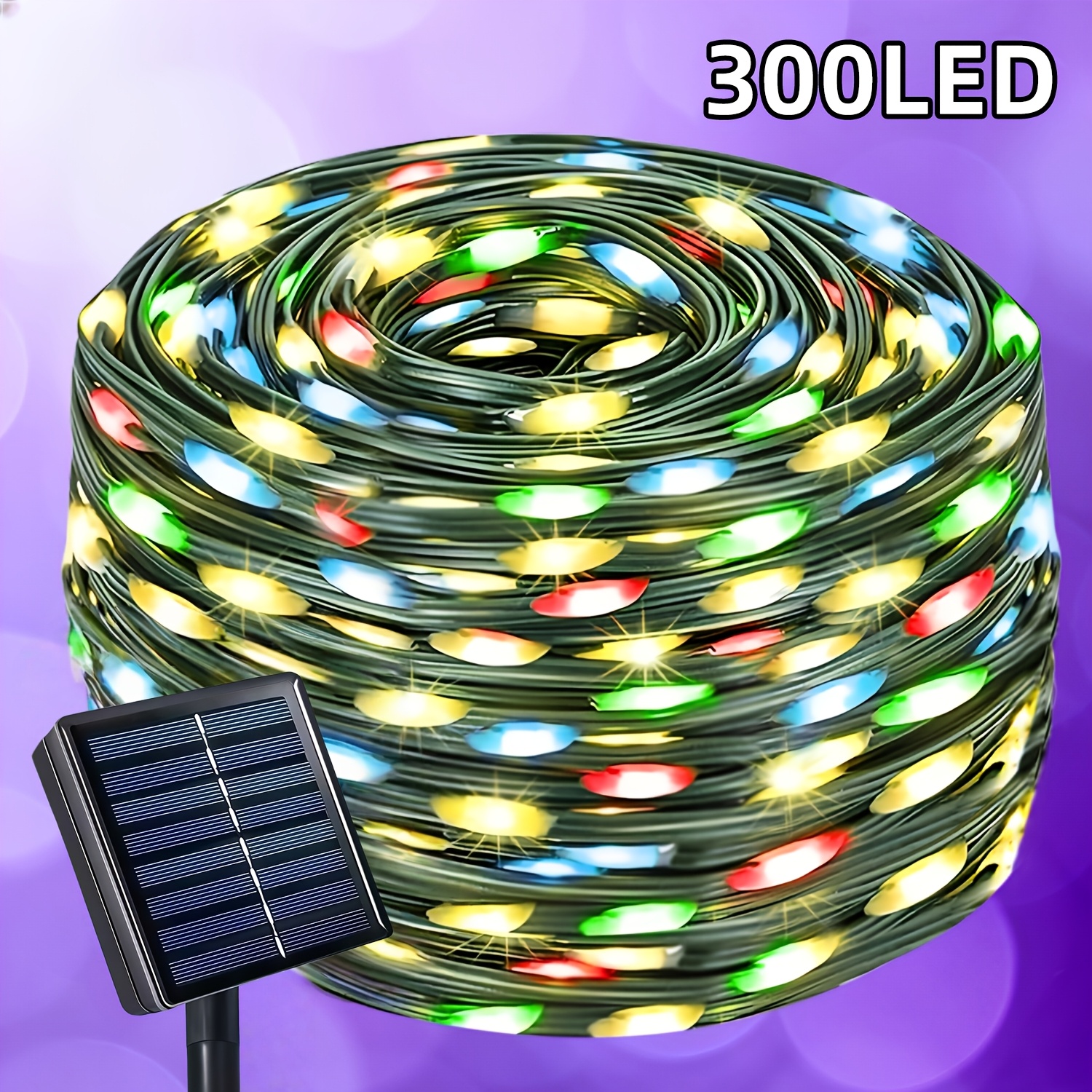TEMU Outdoor Solar Fairy String Lights, 11 Lighting Modes With Timer Function, Auto Light Sensor, Led String Lights, 300/200/100 Leds. Ideal For