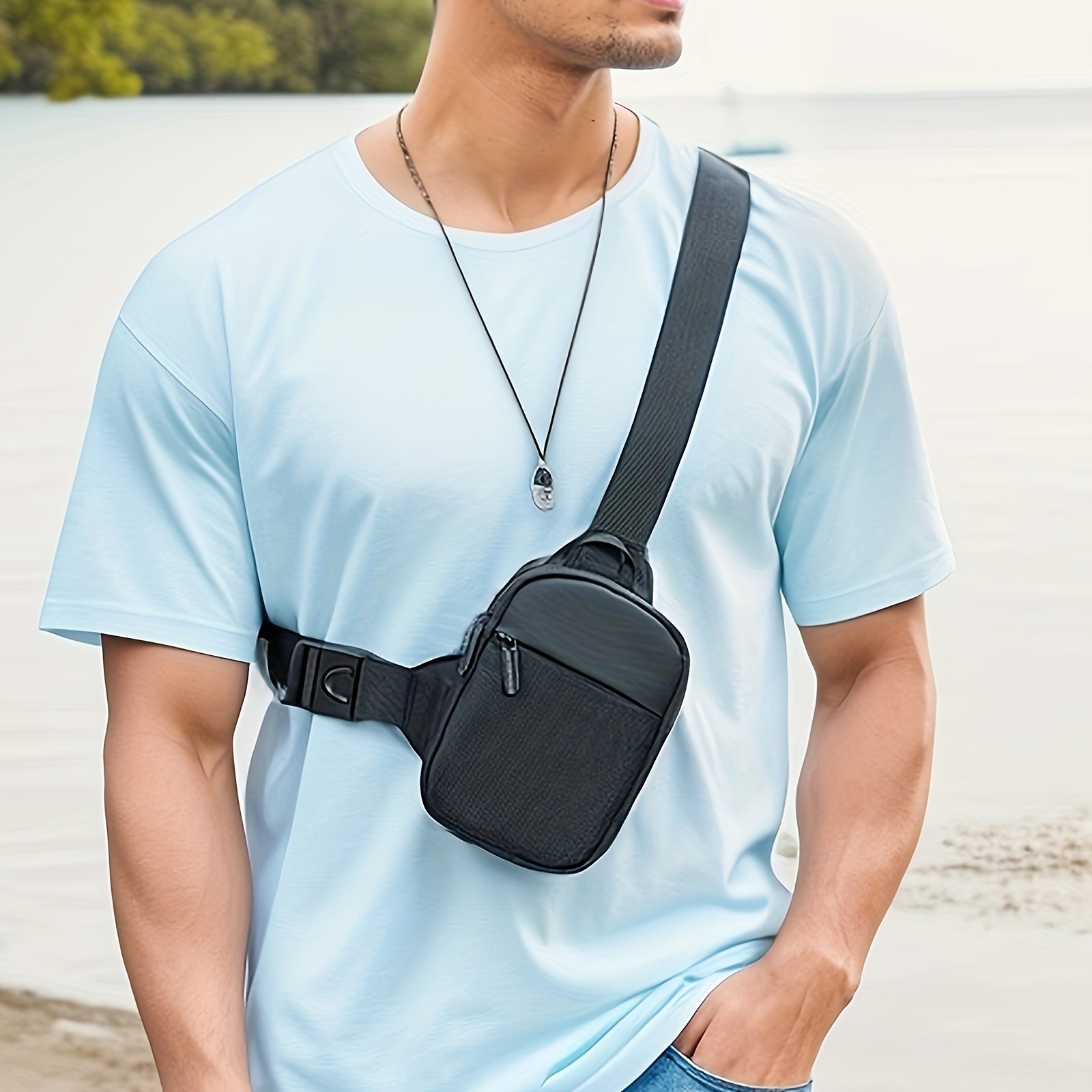 

1pc Men's 7 Inch Small Lightweight Crossbody Bag, Sports Shoulder Bag, Fashion Cell Phone Bag Chest Bag, Perfect For Thanksgiving Christmas Gifts