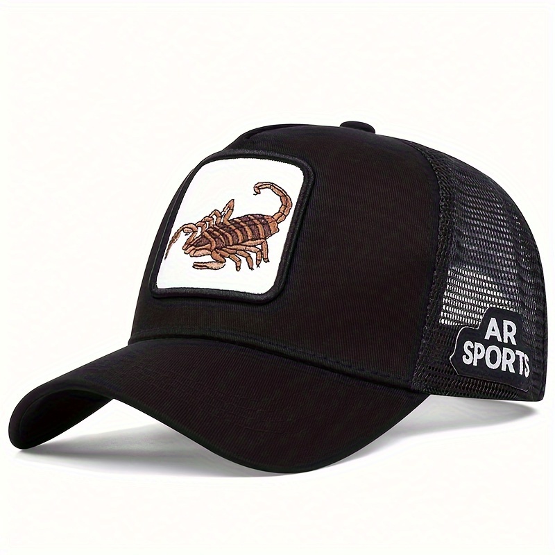 mens embroidery baseball trucker hat animal net cap - Temu display picture 1