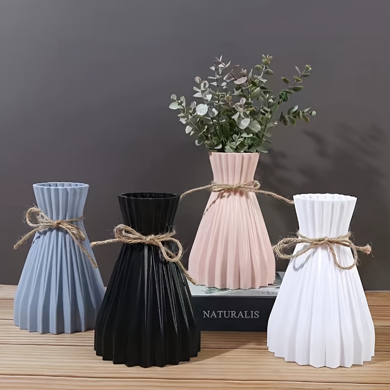 

European And American Nordic Style Striped Vase Home Decoration Origami Vase Simulation Flower Flower Arranger Imitation Ceramic Plastic Vase