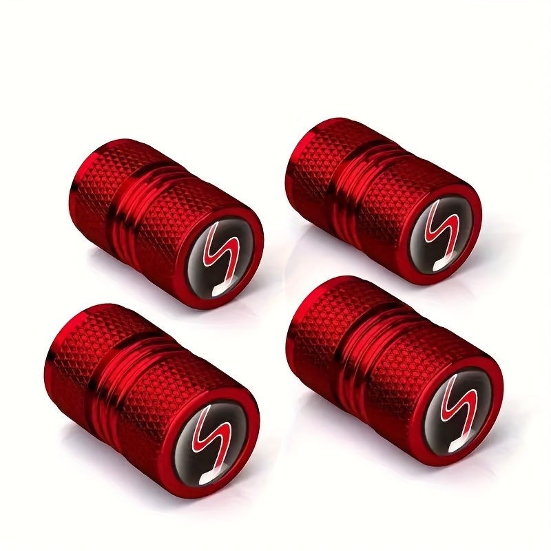 TEMU 4-pack Grooved Metal Valve Cap 3-color Aluminum Alloy Car Tire Valve Universal For Sedan Motorcycle Electric Vehicle Dust And Rust Protection