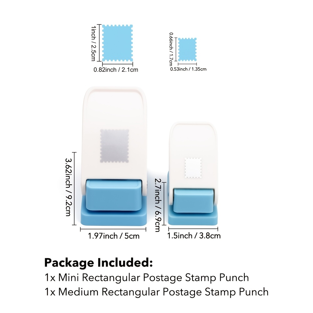 TEMU 2pcs 1 Inch+0.66inch Postage Paper Punch Craft Tools And Supplies
