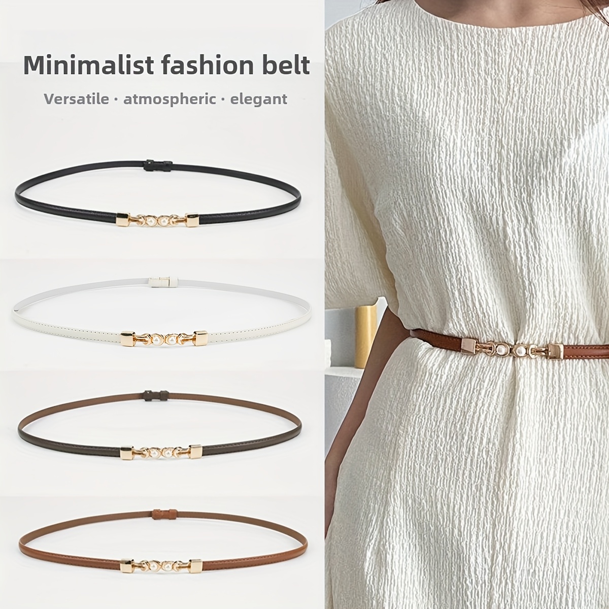 1pc Women's Slim Metal Belt with Buckle - Slim-Fit Dress Belt Suitable for Dresses, Suits, Blouses, Shirts - Casual, Office, Commuting Wear - Professional & Everyday Belt