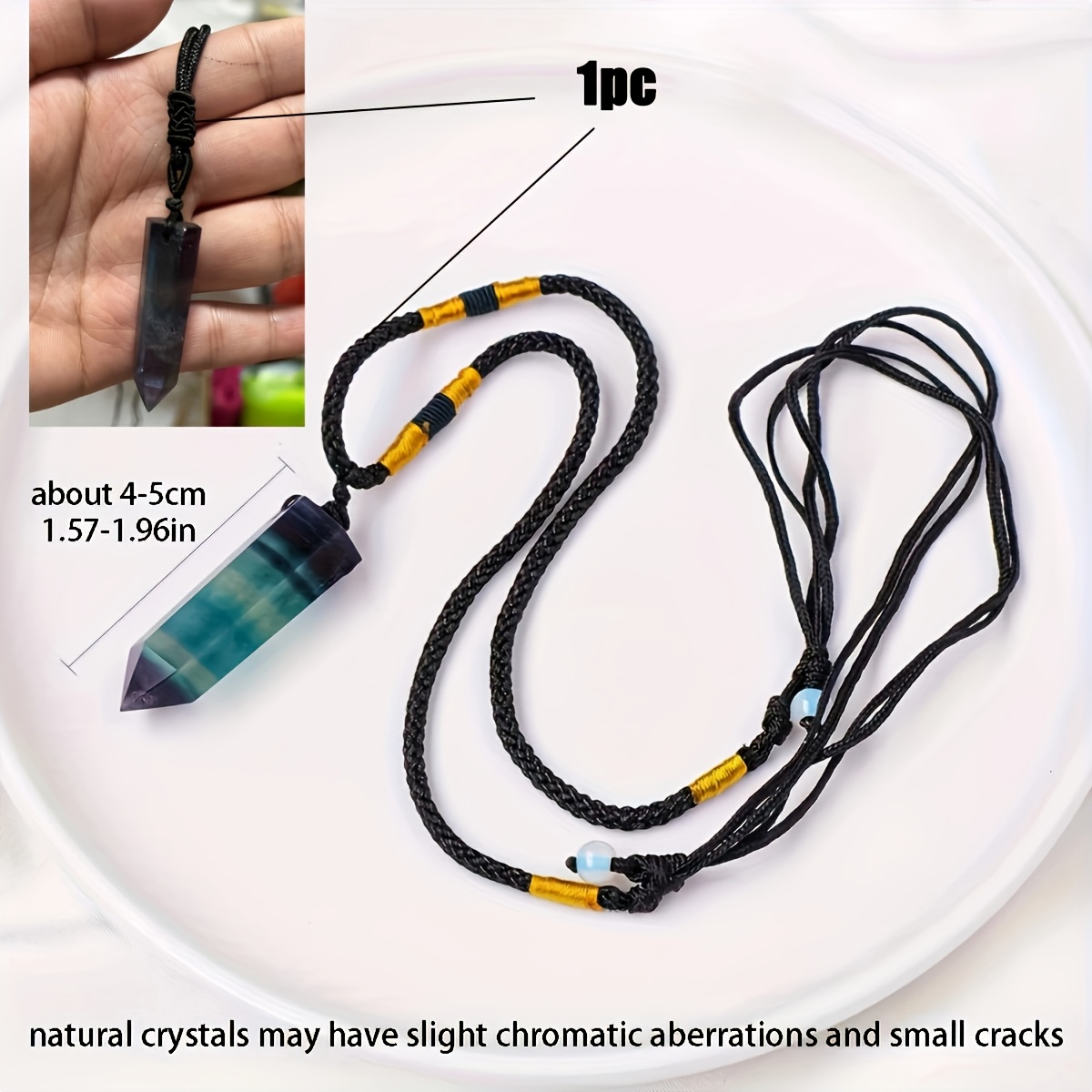 1pc Natural Rainbow Fluorite Natural Pendant Jewelry Men's Necklace Gift