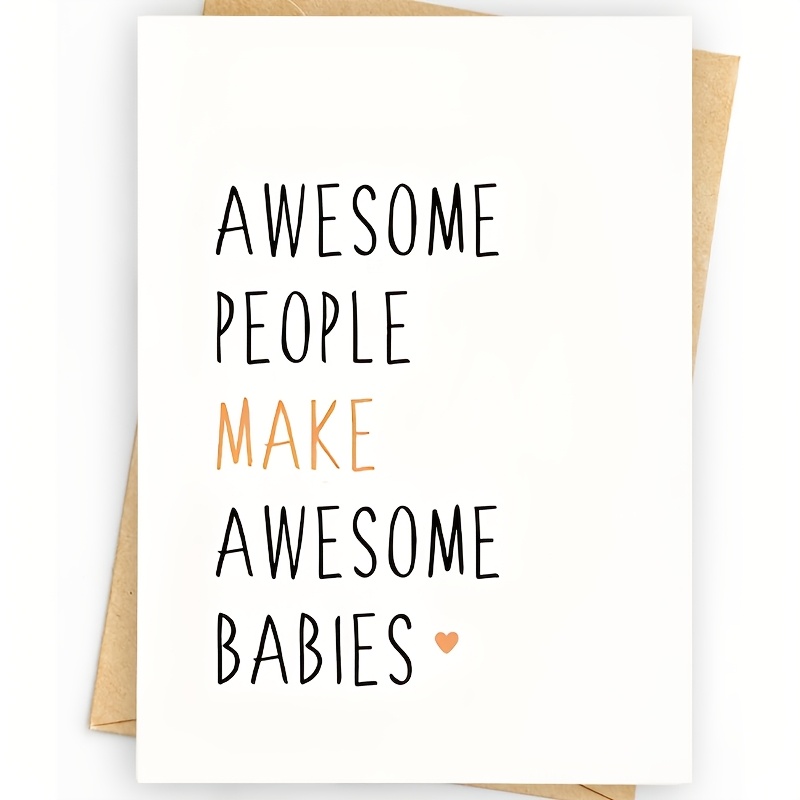 1pc - Congratulations Card With Envelope For New Parents " Make Great Babies" - A Celebration Gift Card For New Parents, Pregnancy Announcement Card