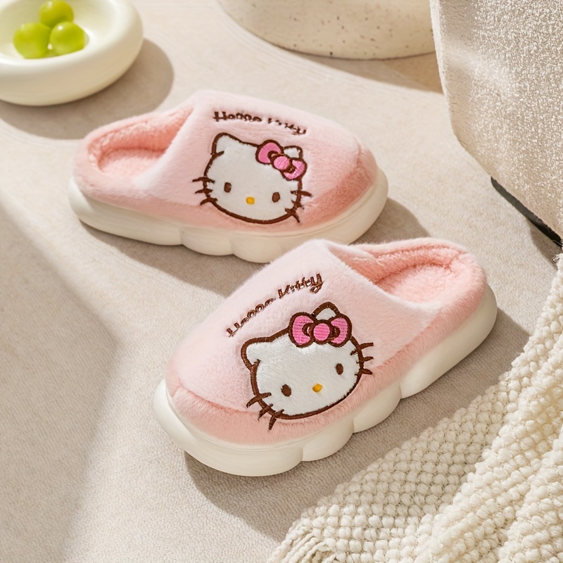 

Sanrio Soft Padded Plush Slippers - Warm Cartoon Indoor Shoes With Non-slip Eva Sole, Fabric Upper, And Soft Fabric Insole - Cozy Bedroom Shoes For