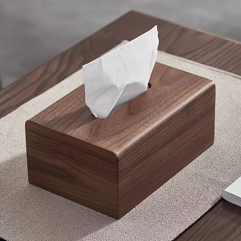 Solid Wood Tissue Box, Square Tissue Holder For Home Use, Office Paper Box, Square Desktop Storage Box