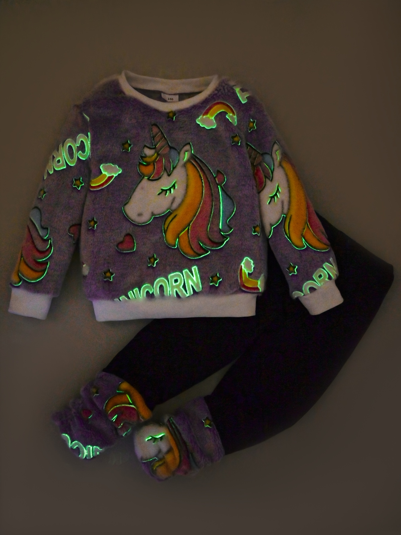 Girls' Fleece Warm Pullover & Plush Spliced Pants Set