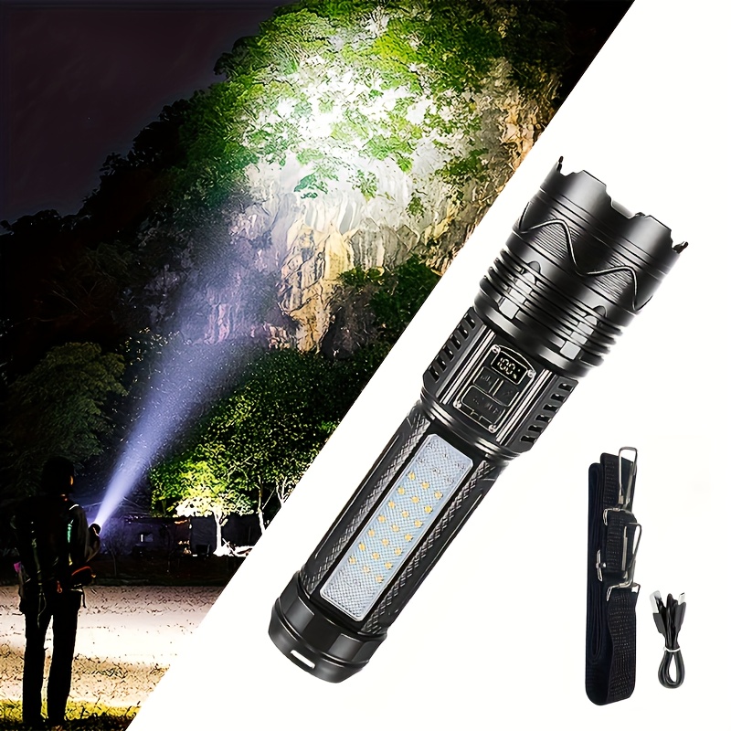 TEMU Rechargeable Led Flashlight, Flashlight, Built-in Battery Tactical Flashlight, Rechargeable Portable Flashlight, Suitable For Home Decoration,