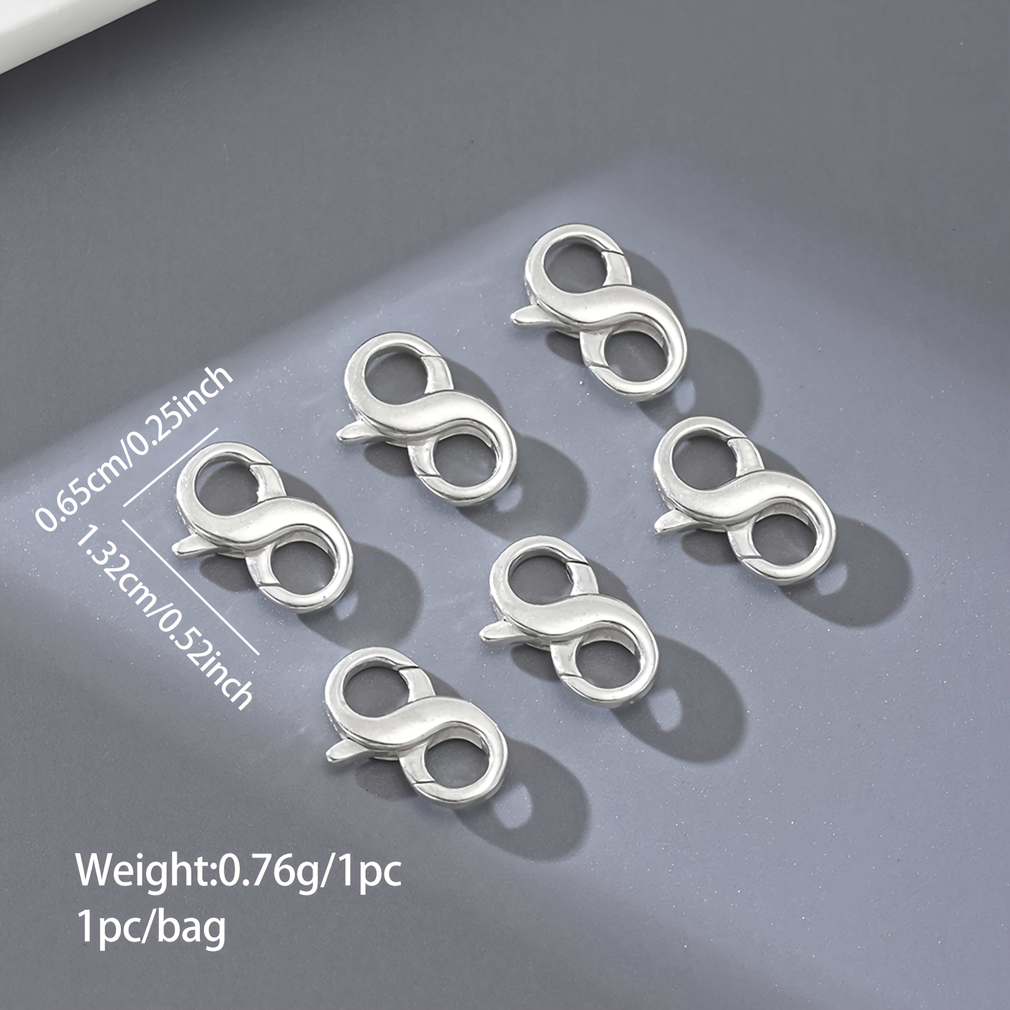Image of 1pc/3pcs/bag S925 925 Silvery Accessory, Double-ended 8-letter Lobster Clasp Spring For , Beaded Bracelet Clasps, 925 Silvery Jewelry Making Supplies